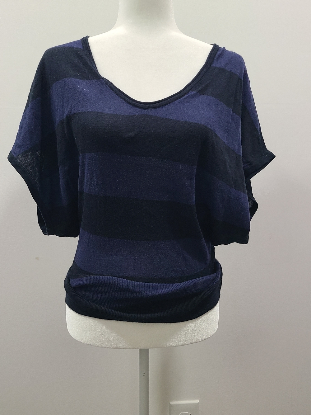 Express Navy and Dark Blue Striped Dolman Sleeve Top